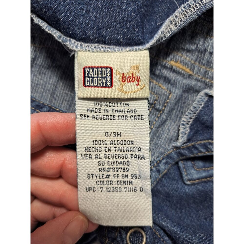 Vtg Baby Denim Overalls Jack-In-The-Box Patch & Snap Closures Boys 0/3 Months - Picture 7 of 8